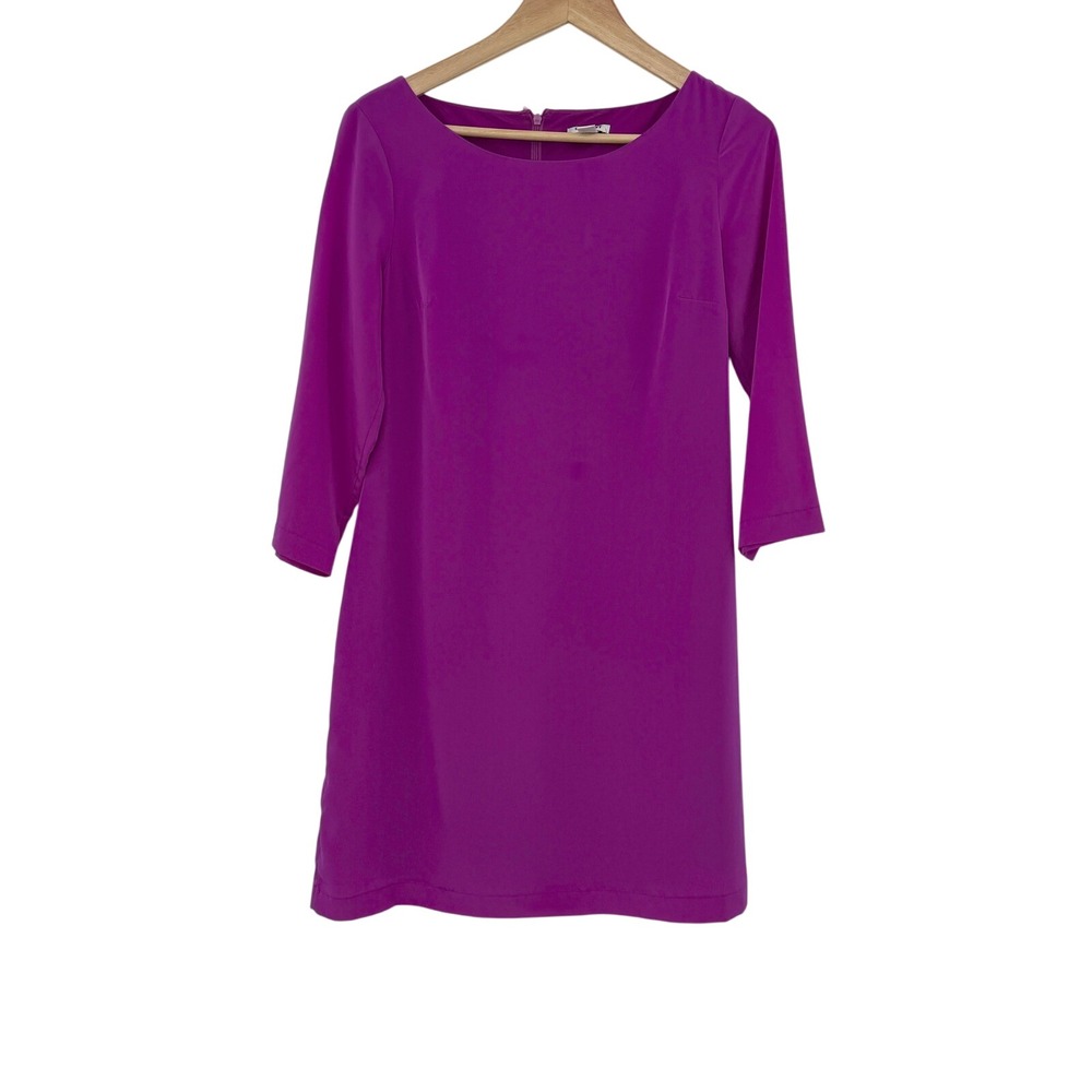 Old‎ Navy Womens Purple Neon Shift Dress 3/4 Sleeve Career Casual